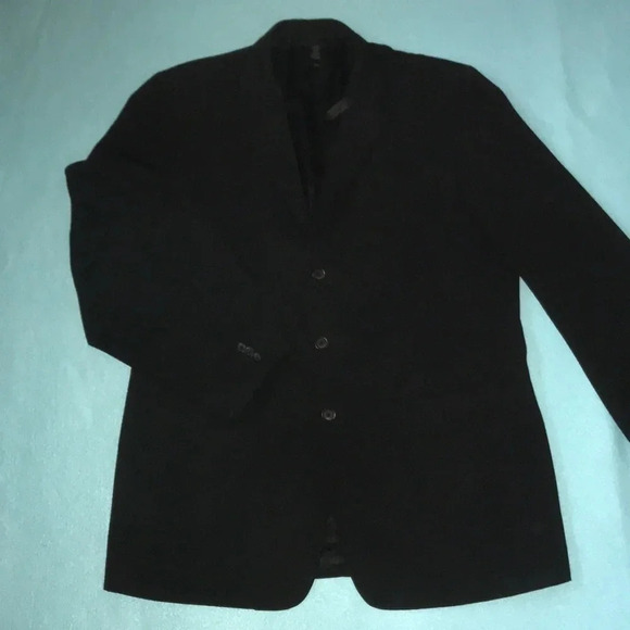 CLAIBORNE suit blazer jacket black formal 3 button flower buttonhole size 44L - Picture 2 of 12